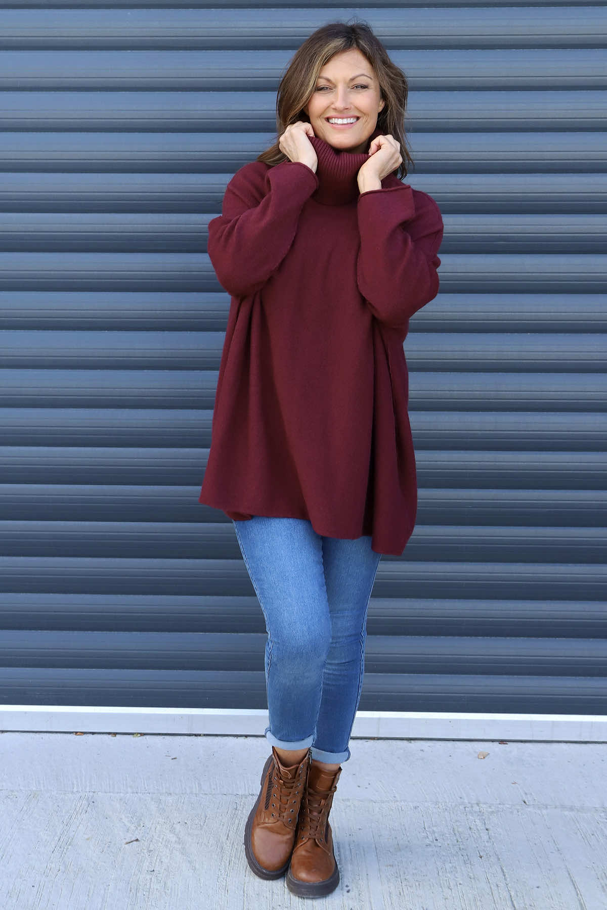 Jude Polo Neck Knitted Jumper Wine