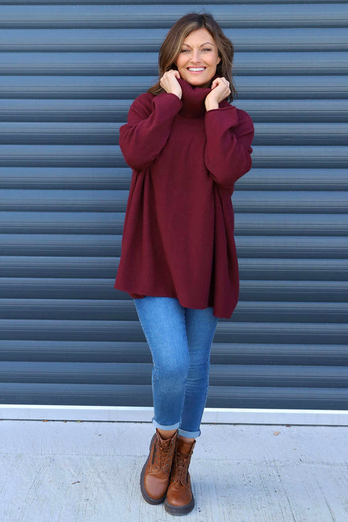 Jude Polo Neck Knitted Jumper Wine - Image 3