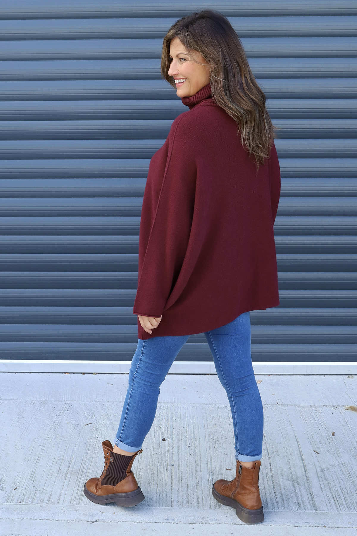 Jude Polo Neck Knitted Jumper Wine