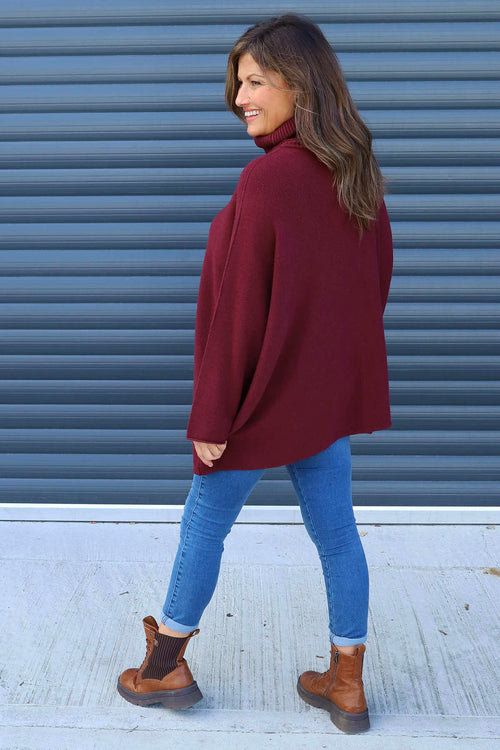 Jude Polo Neck Knitted Jumper Wine - Image 4