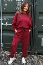 Cheyenne Button Trousers Wine Wine - Cheyenne Button Trousers Wine