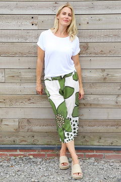 Gina Cropped Floral Trousers Khaki