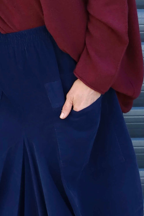 Orla Needlecord Parachute Skirt Navy - Image 3