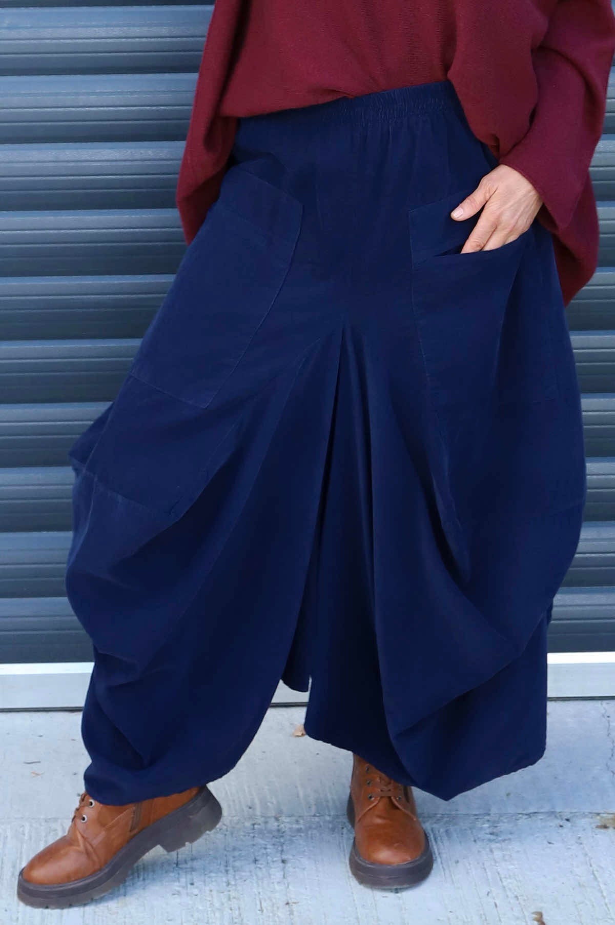 Orla Needlecord Parachute Skirt Navy