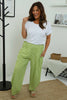 Nina Stripe Linen Trousers Green