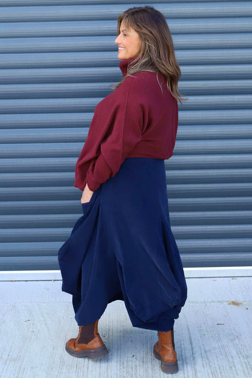 Orla Needlecord Parachute Skirt Navy - Image 4