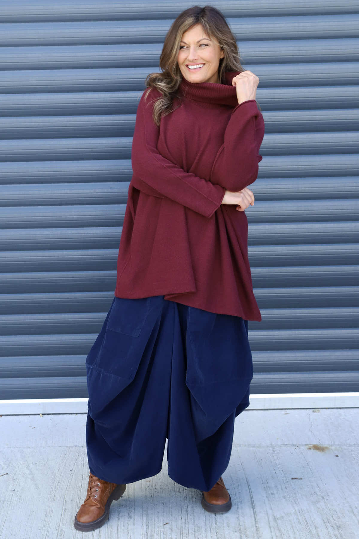 Jude Polo Neck Knitted Jumper Wine