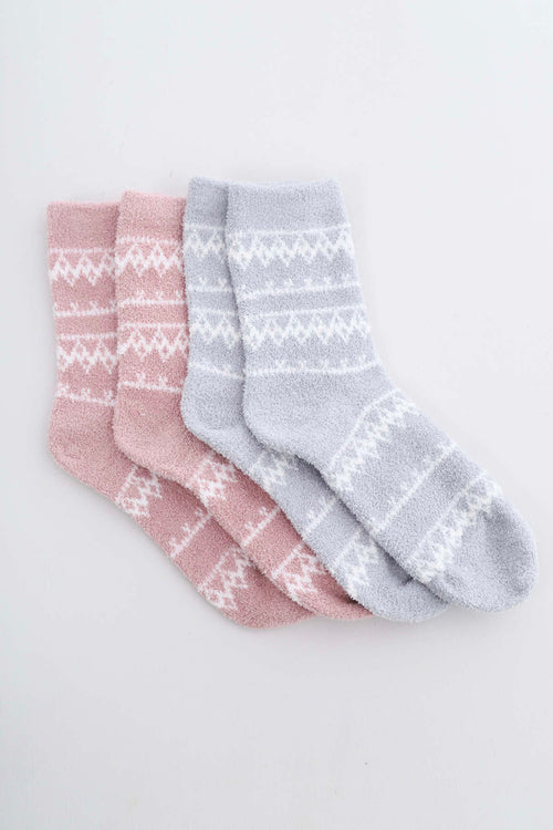 Frances 2 Pack Slipper Socks Pink/Grey