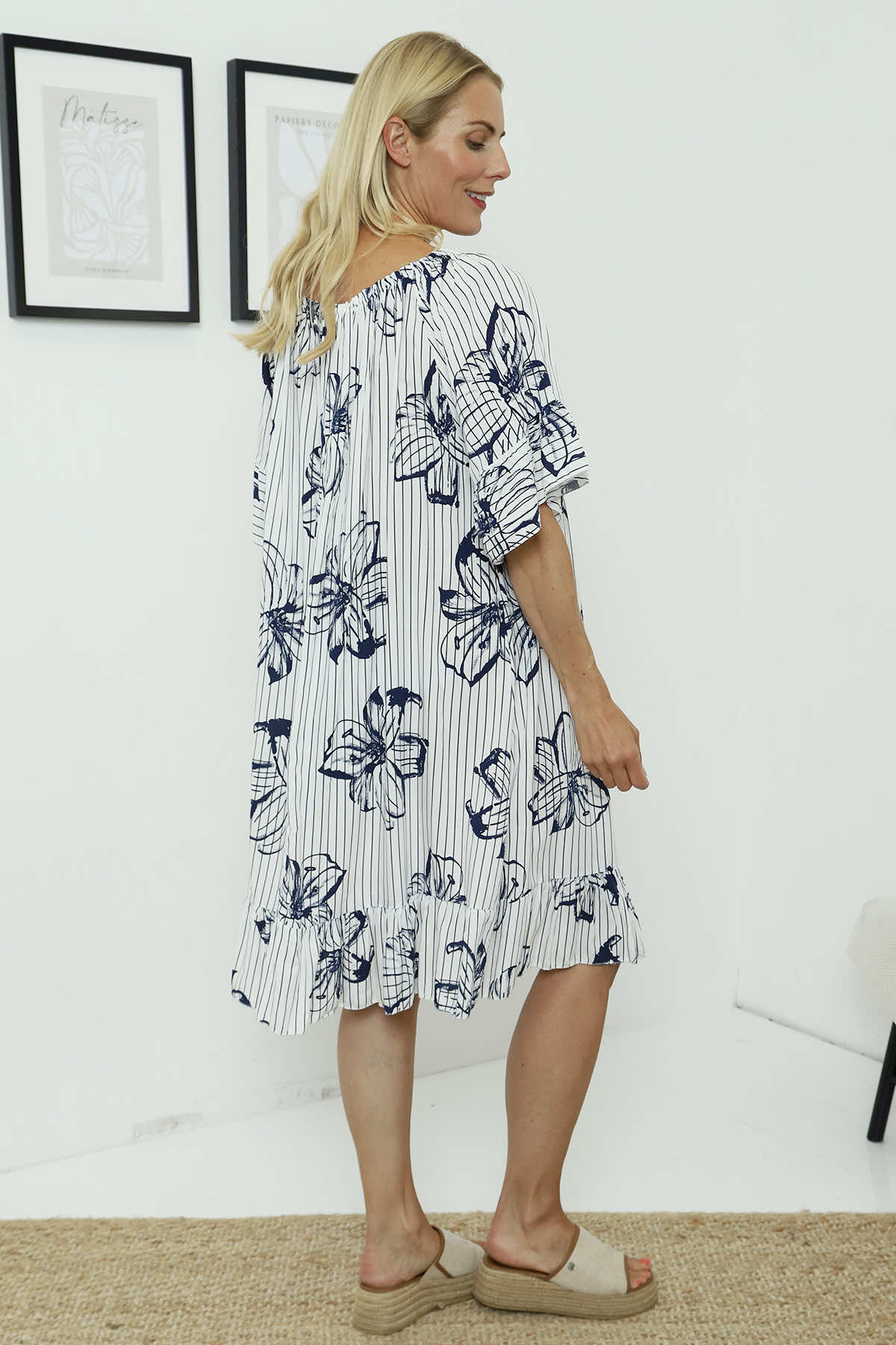 Fabiola Print Bardot Tunic Navy