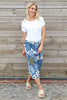 Gina Cropped Floral Trousers Blue