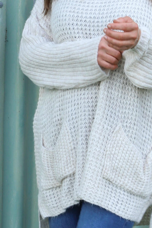 Alira Waffle Knitted Jumper Stone - Image 3