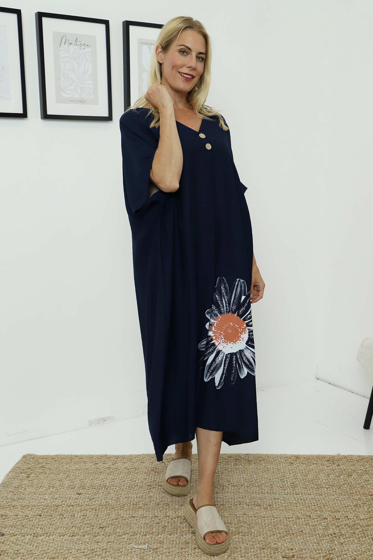 Bernadetta Flower Dress Navy