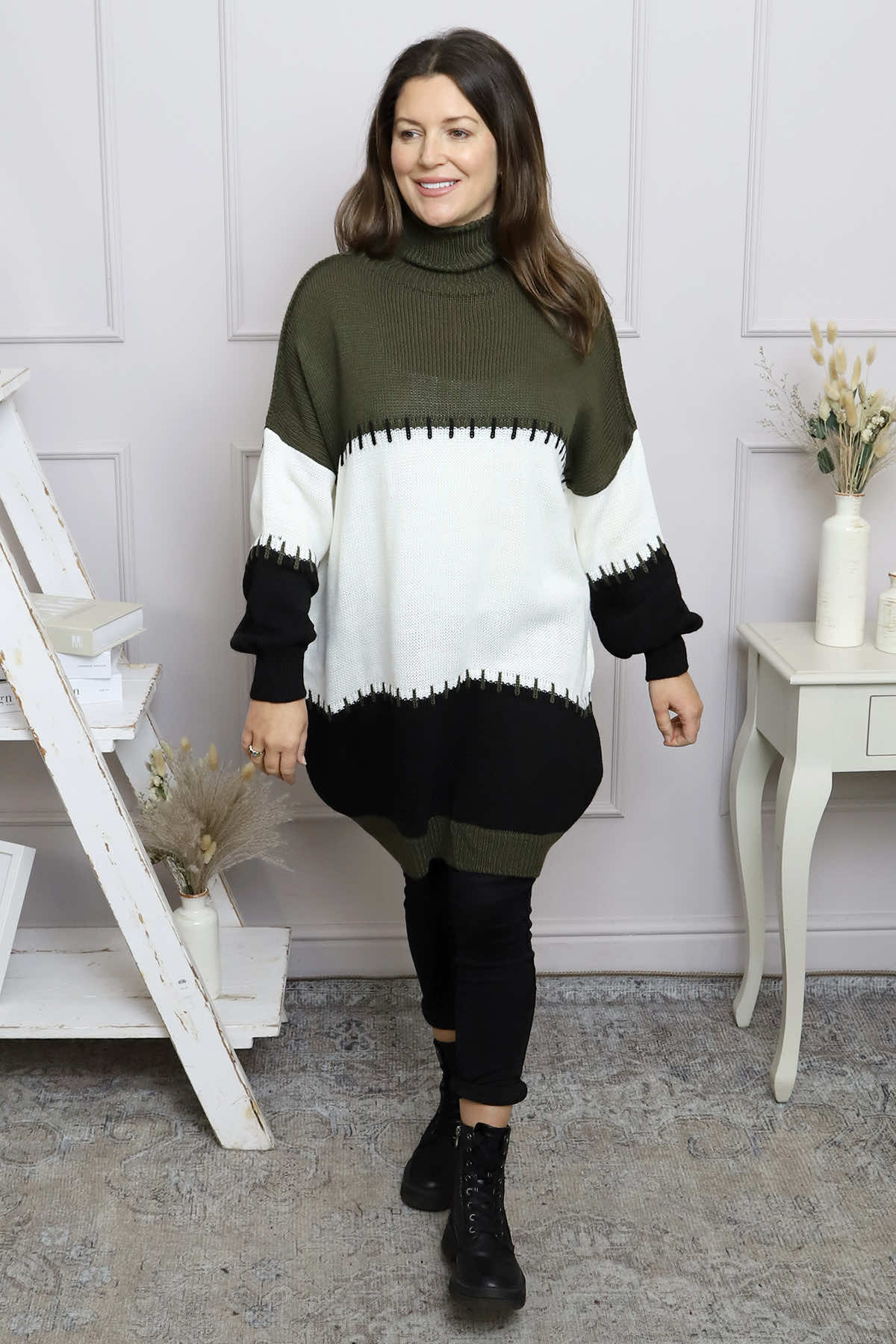 Doris Polo Knitted Jumper Khaki