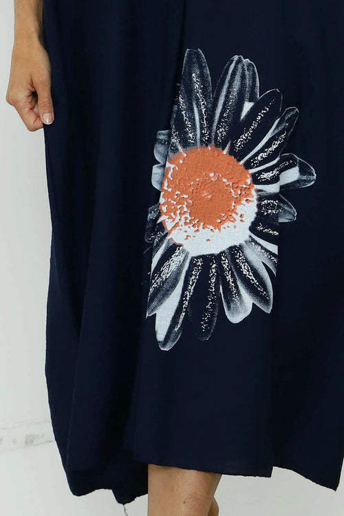 Bernadetta Flower Dress Navy - Image 3