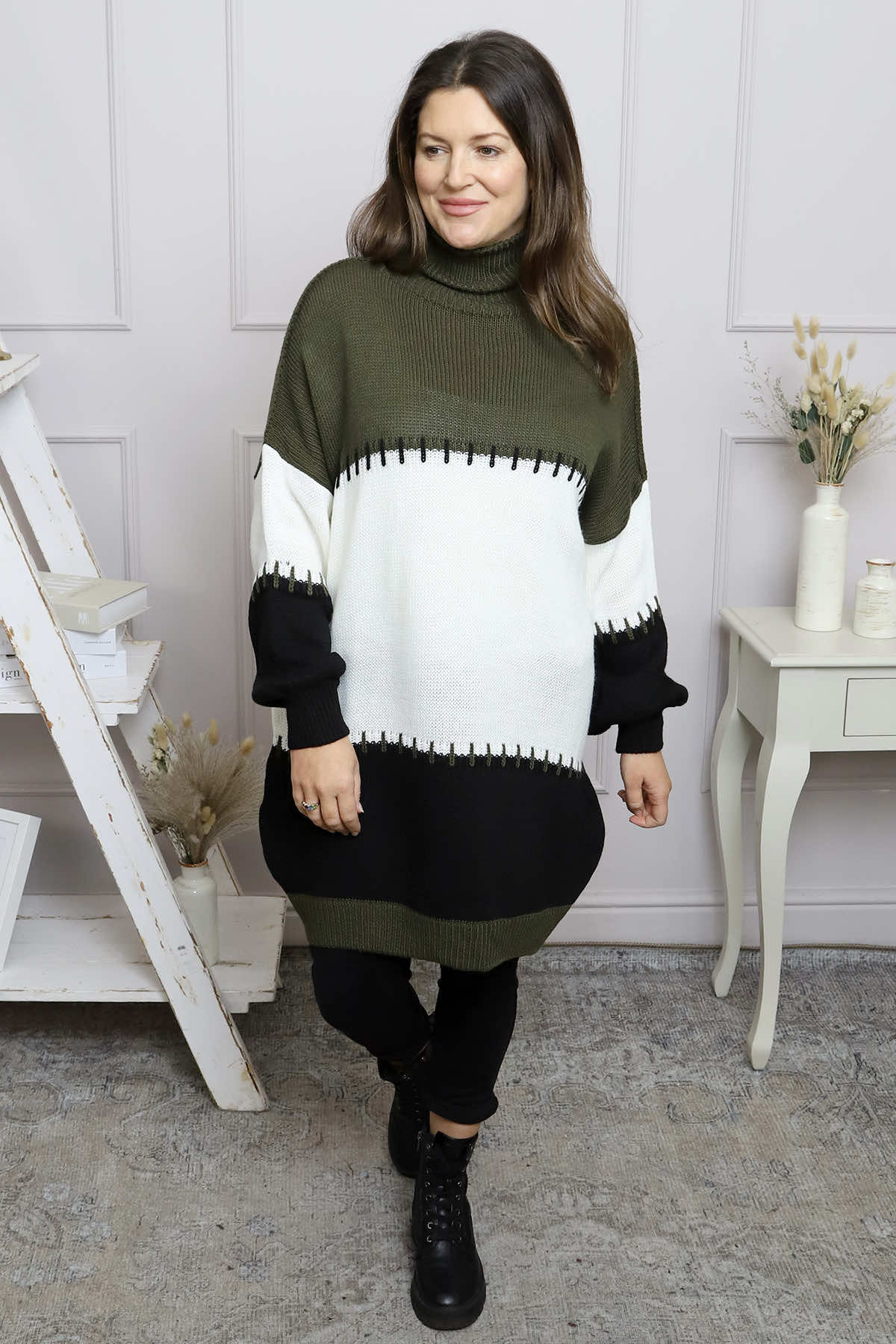 Doris Polo Knitted Jumper Khaki