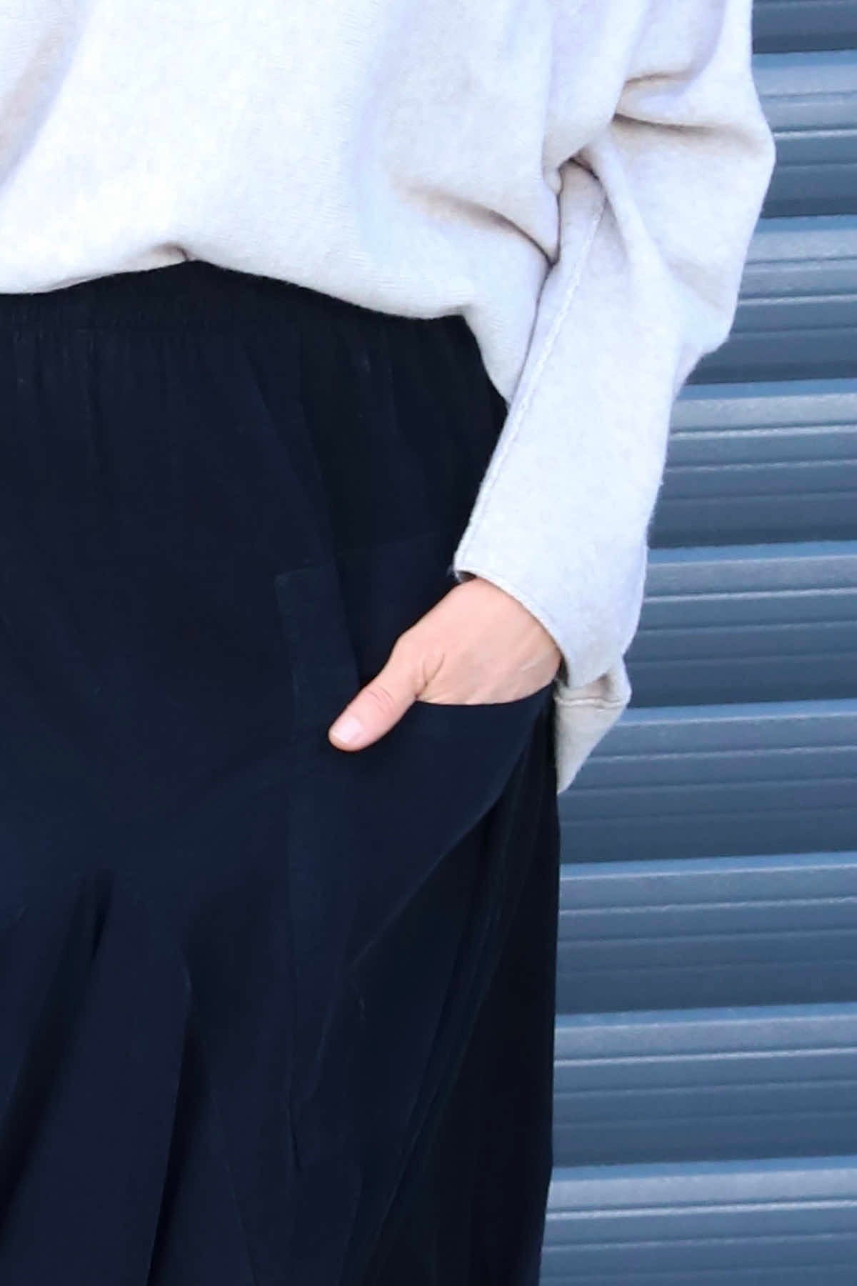 Orla Needlecord Parachute Skirt Black