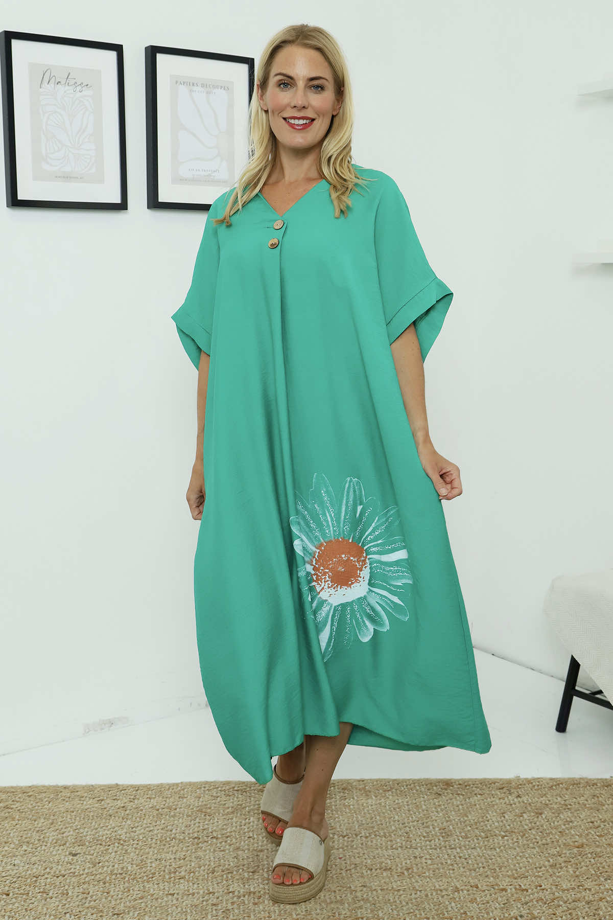 Bernadetta Flower Dress Emerald