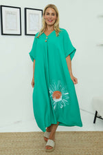 Bernadetta Flower Dress Emerald Emerald - Bernadetta Flower Dress Emerald