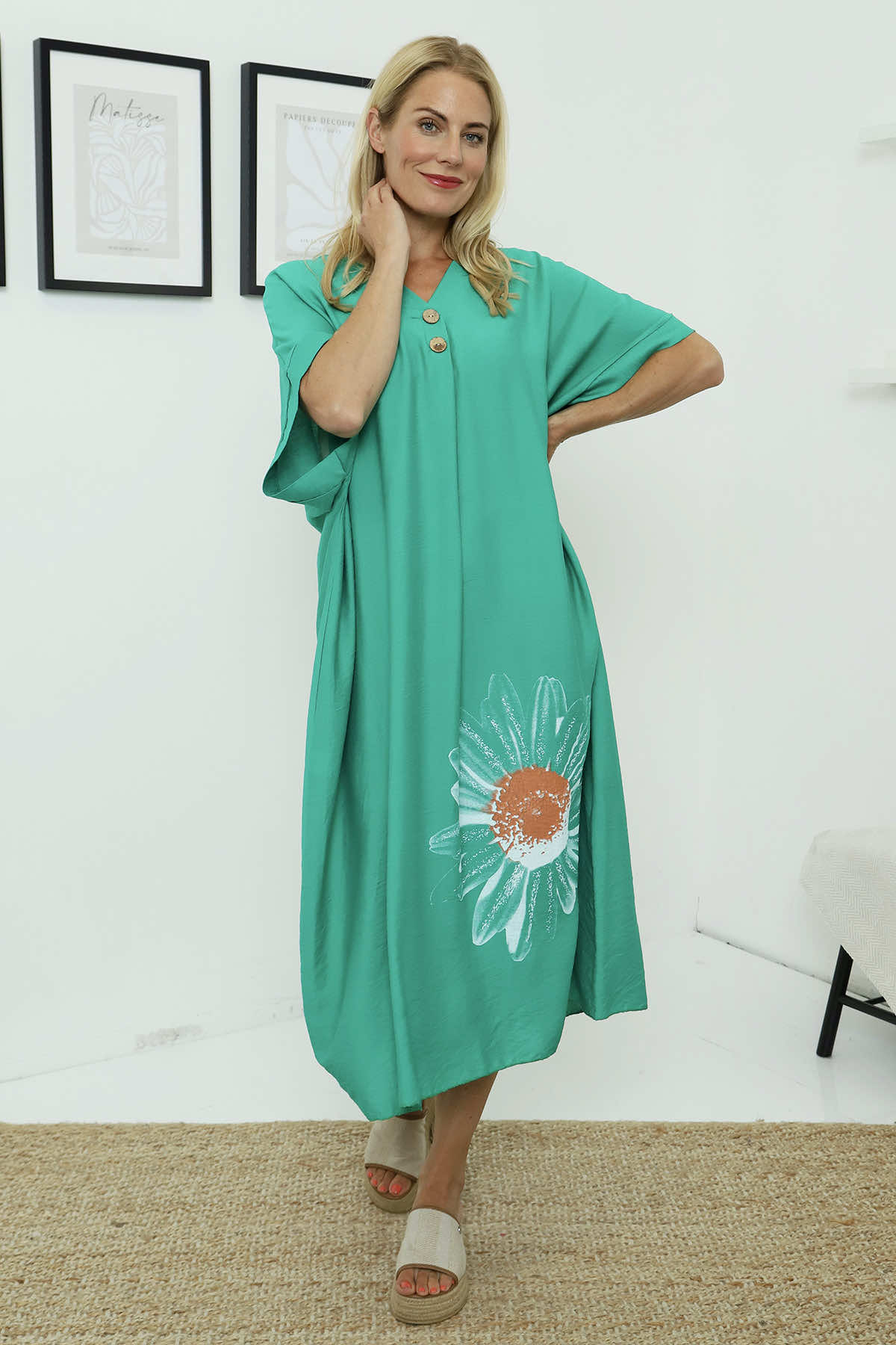 Bernadetta Flower Dress Emerald
