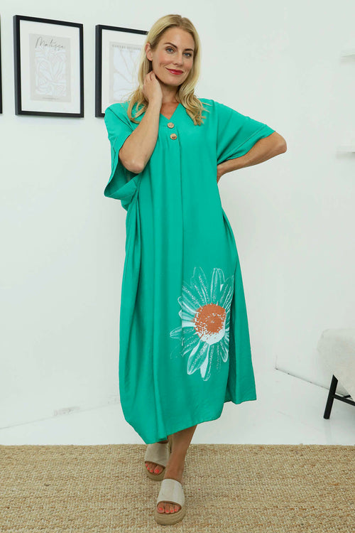 Bernadetta Flower Dress Emerald - Image 2