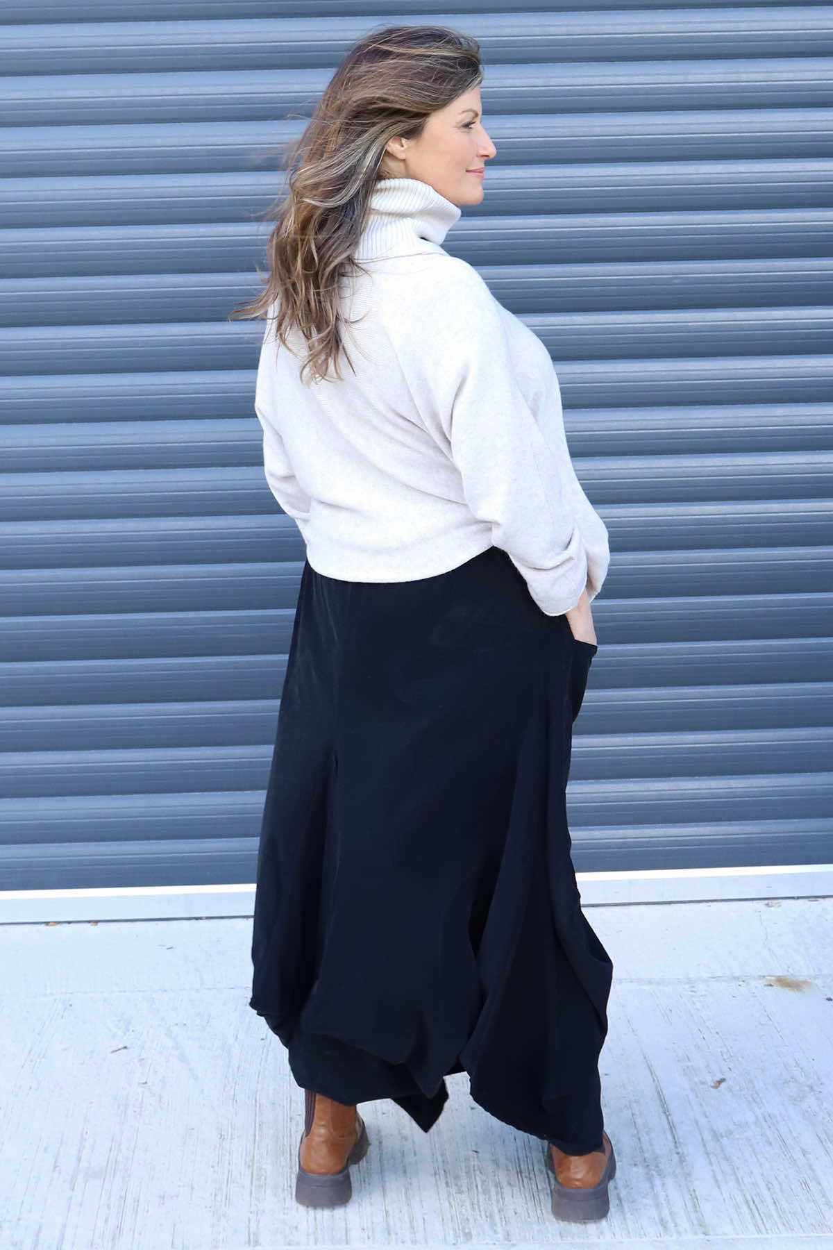 Orla Needlecord Parachute Skirt Black