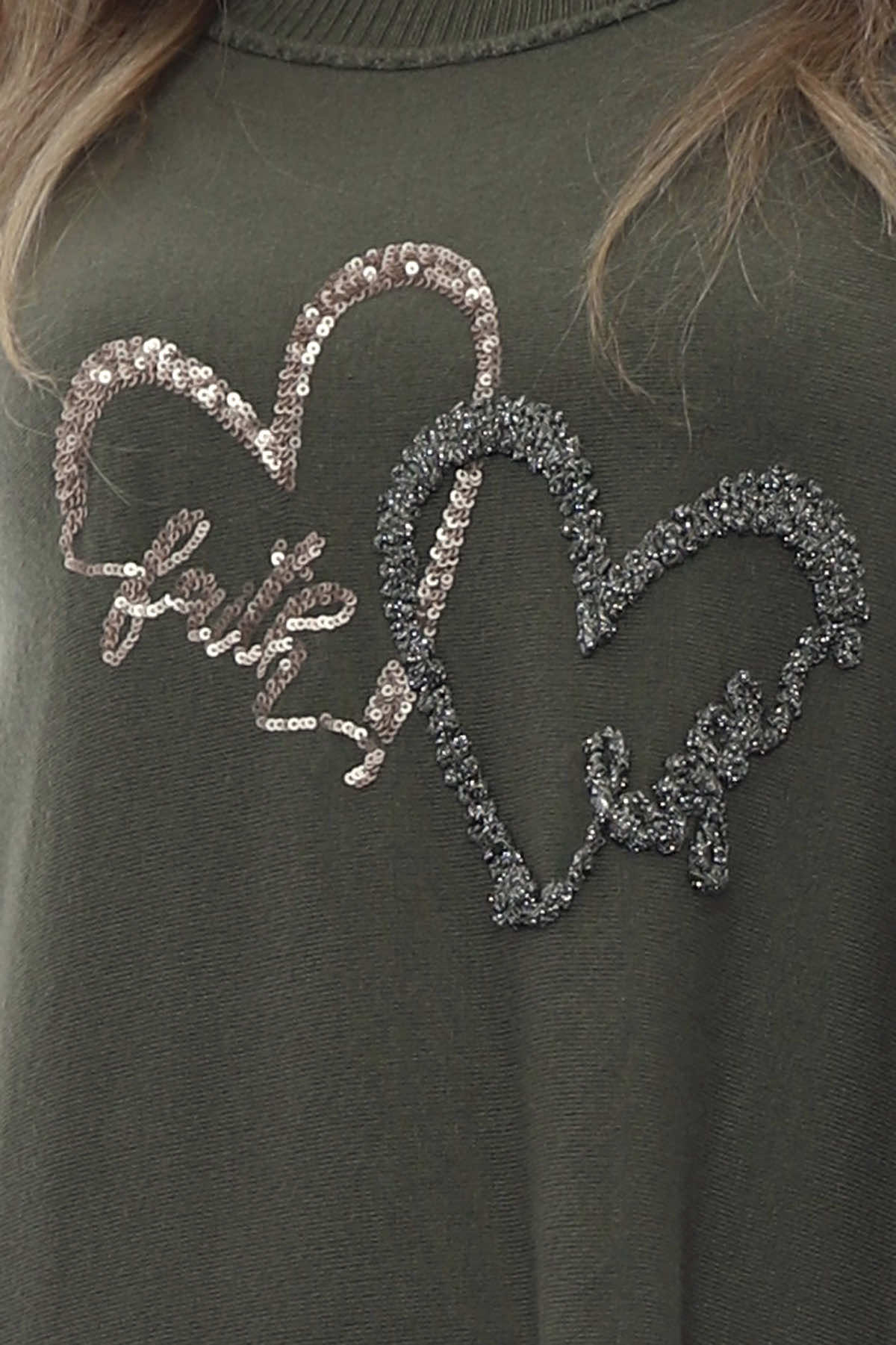Kayla Heart Knitted Jumper Khaki