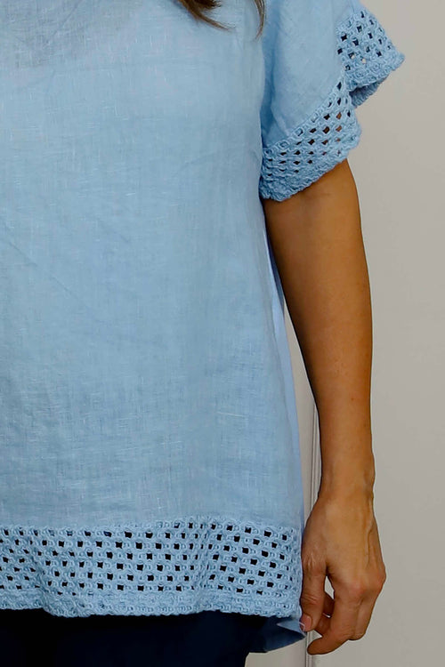 Myla Crochet Detail Top Powder Blue - Image 3