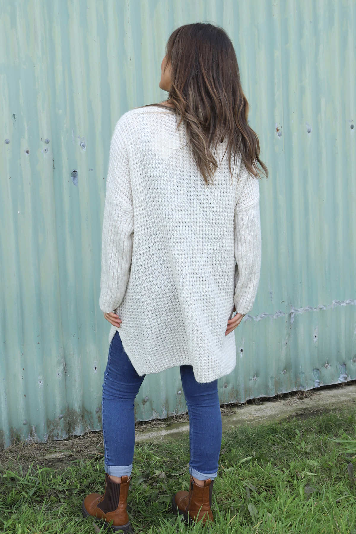 Alira Waffle Knitted Jumper Stone