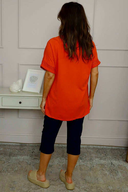 Myla Crochet Detail Top Orange - Image 4