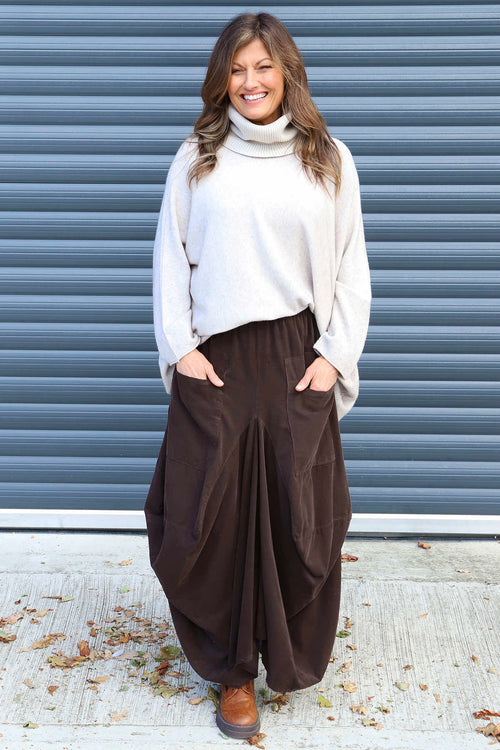 Orla Needlecord Parachute Skirt Cocoa