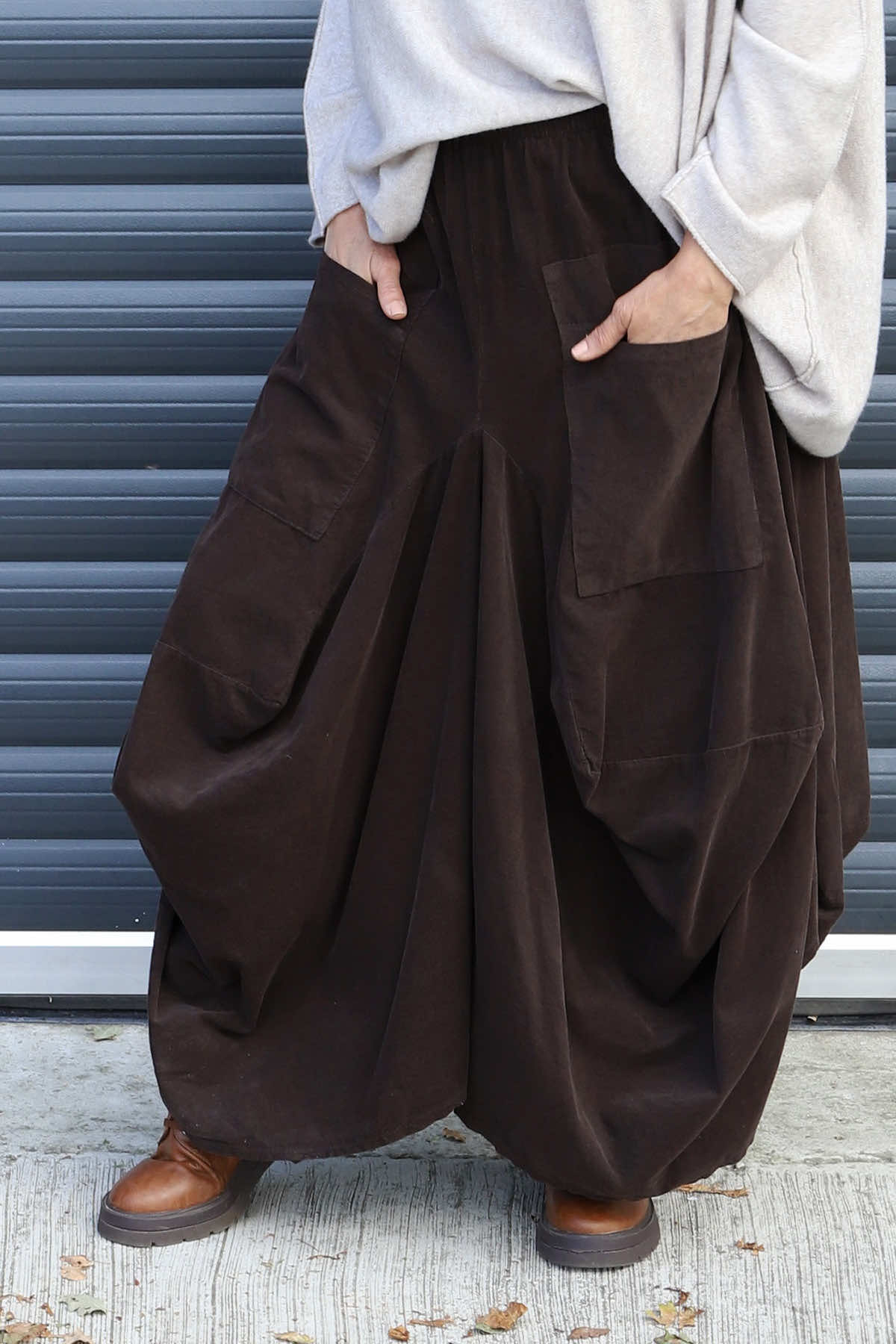 Orla Needlecord Parachute Skirt Cocoa