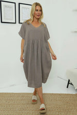 Fenella Linen Dress Mocha Mocha - Fenella Linen Dress Mocha