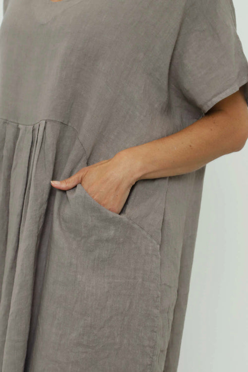 Fenella Linen Dress Mocha - Image 3