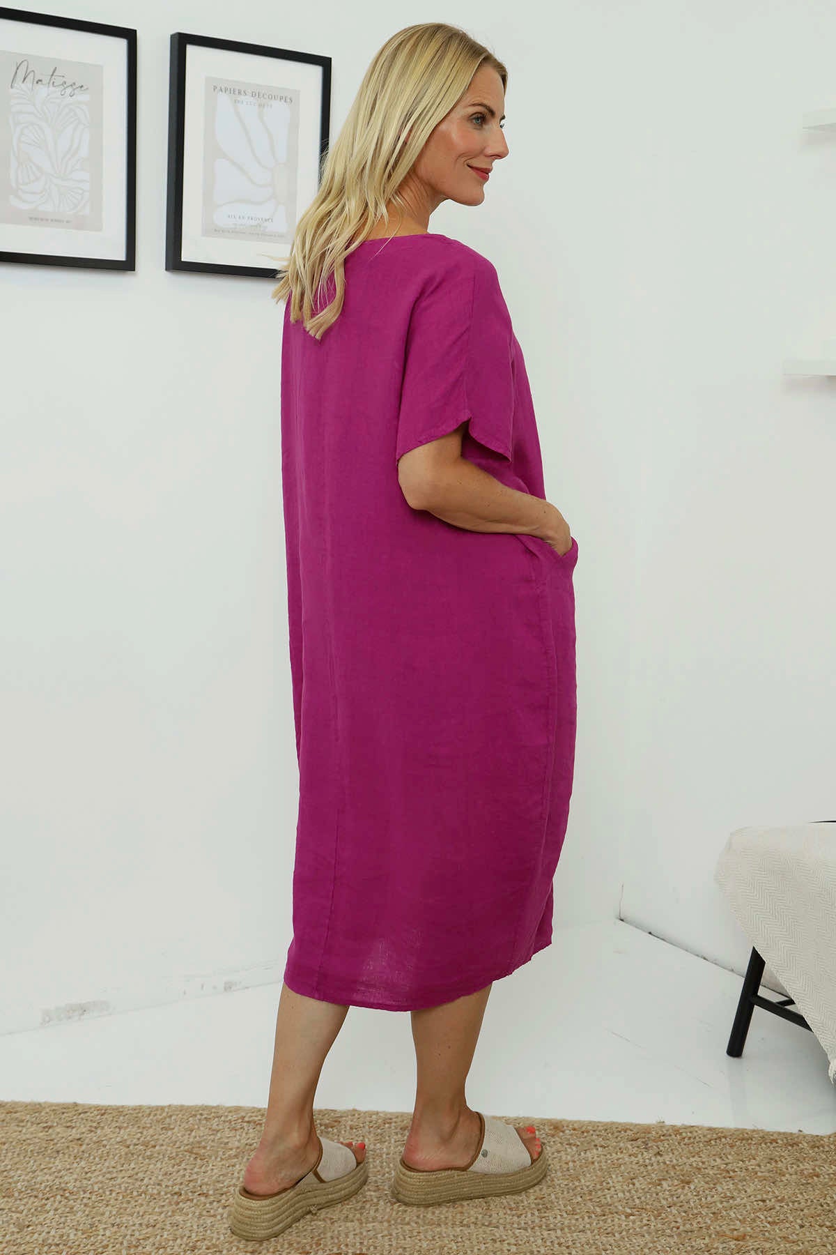 Fenella Linen Dress Purple