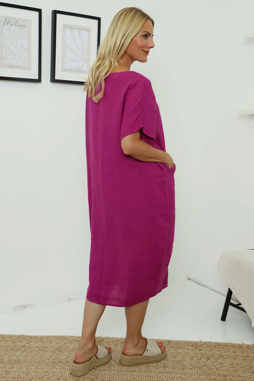 Fenella Linen Dress Purple - Image 4