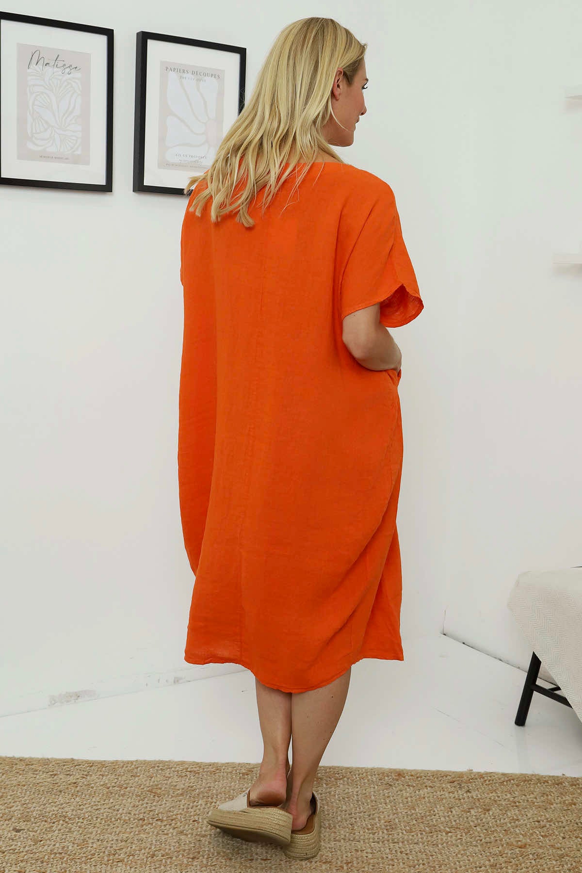 Fenella Linen Dress Orange