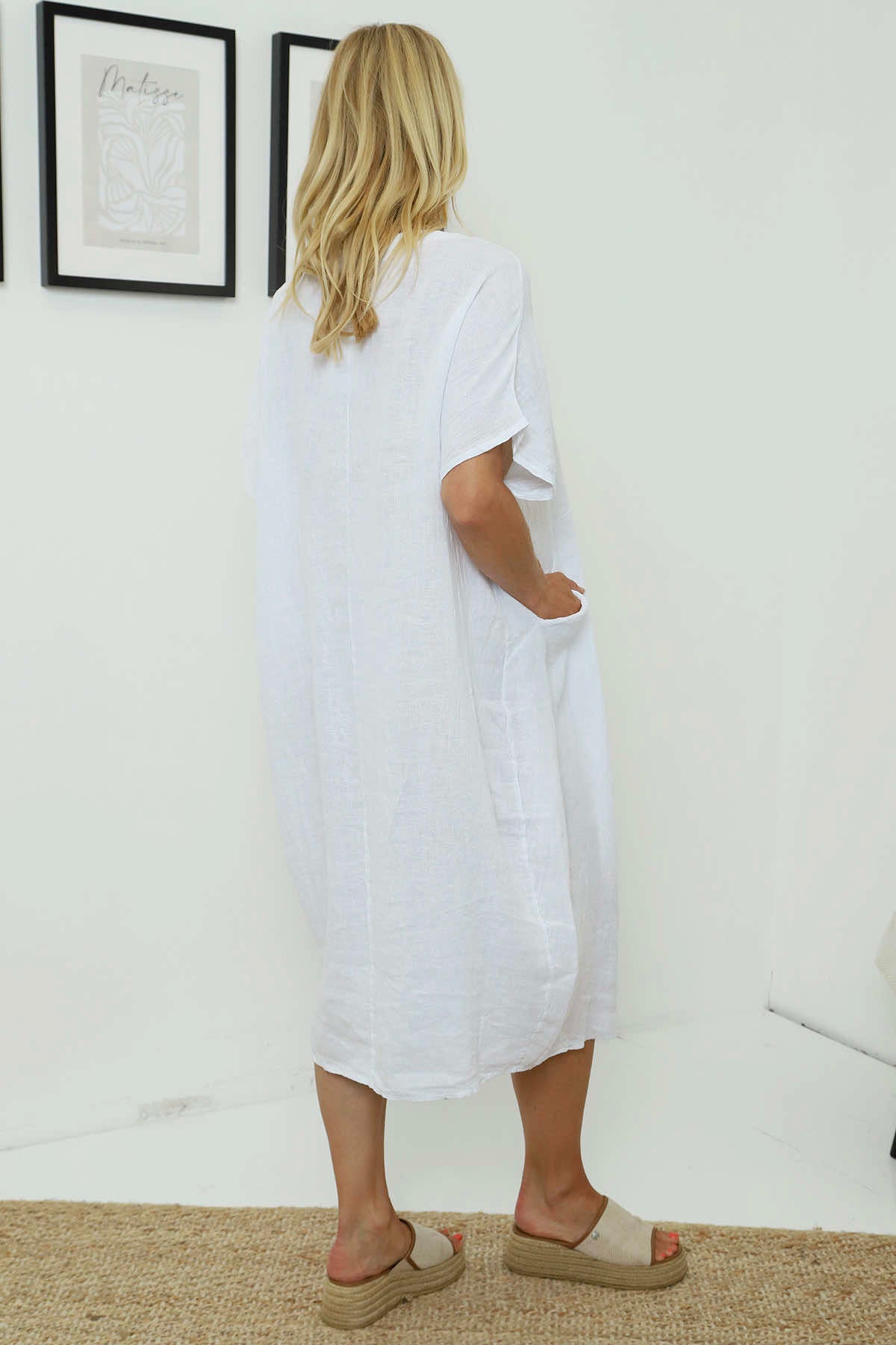 Fenella Linen Dress White