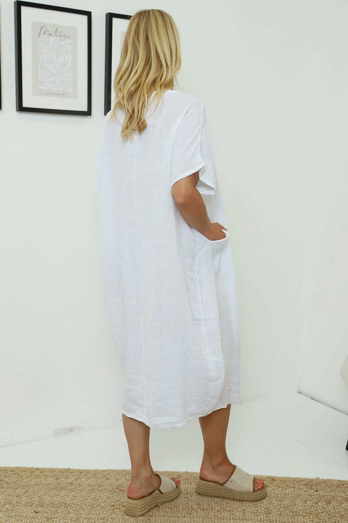 Fenella Linen Dress White - Image 4