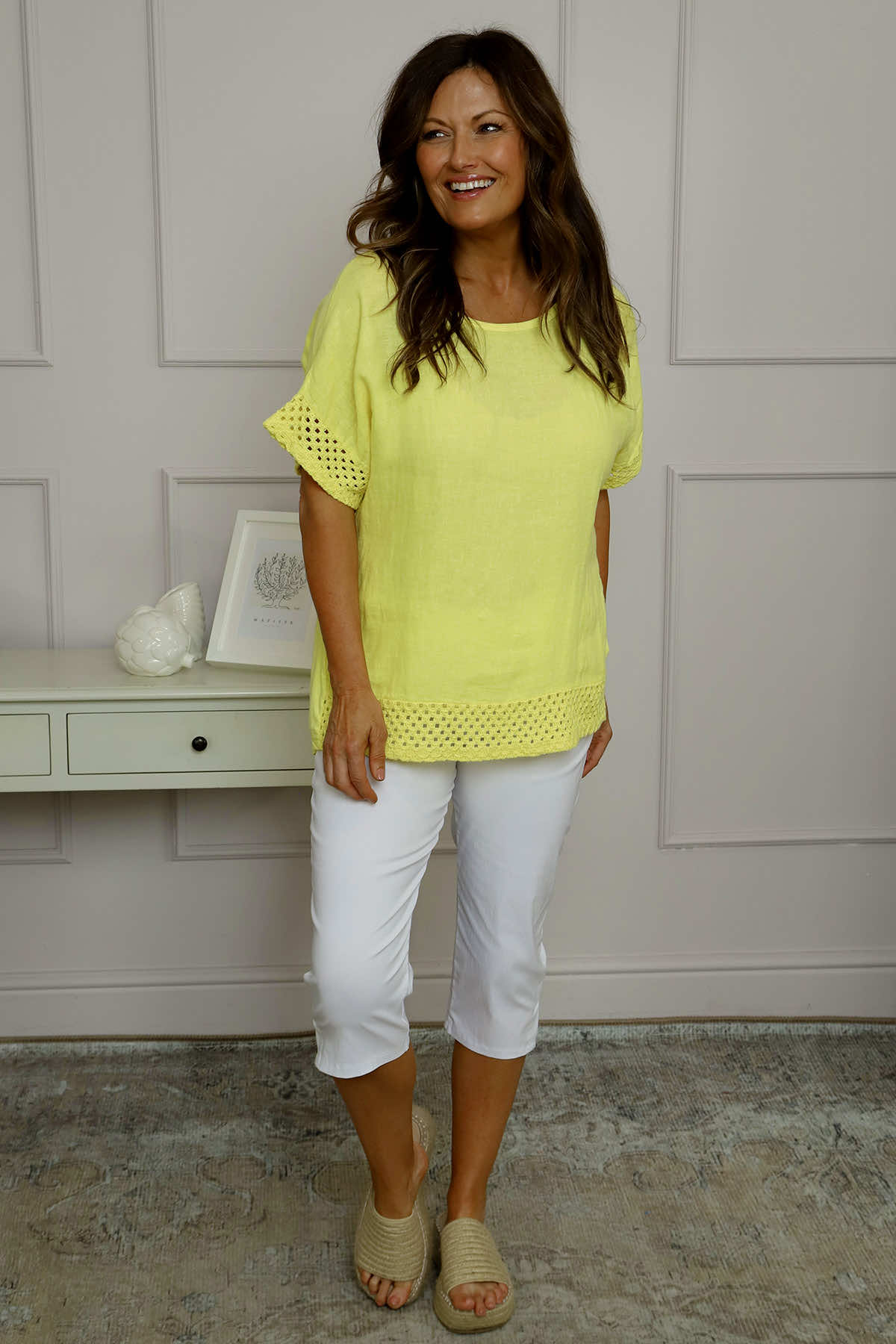 Myla Crochet Detail Top Yellow