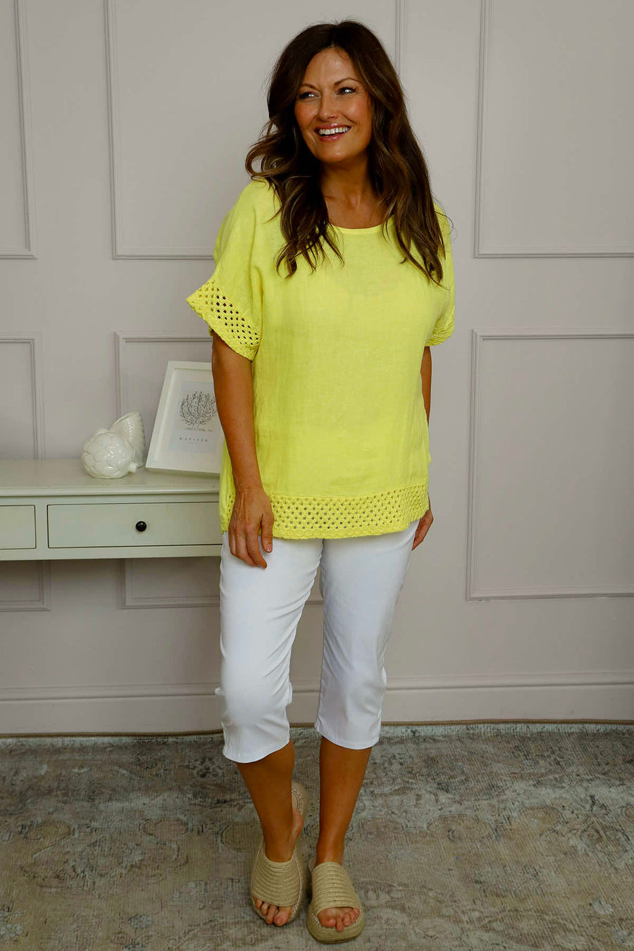 Myla Crochet Detail Top Yellow