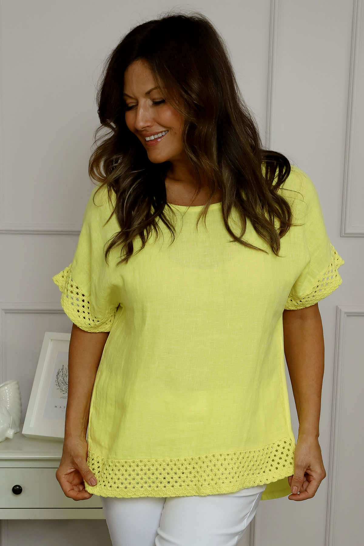 Myla Crochet Detail Top Yellow