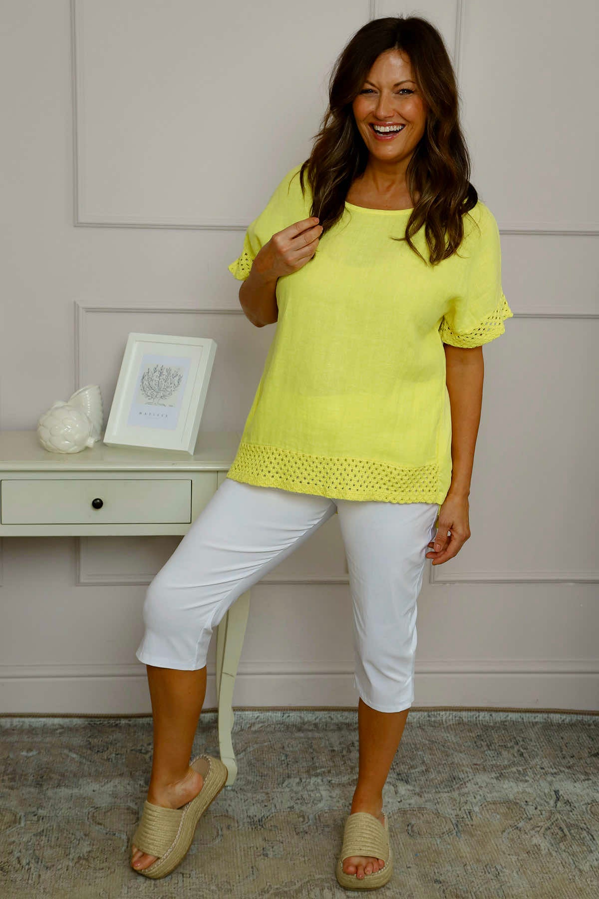 Myla Crochet Detail Top Yellow