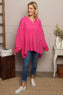 Ashlyn V-Neck Cotton Top Fuchsia