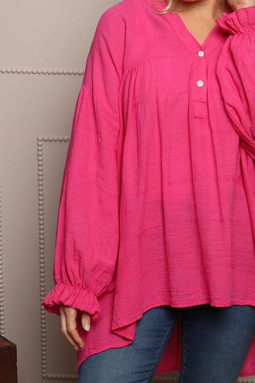 Ashlyn V-Neck Cotton Top Fuchsia - Image 3