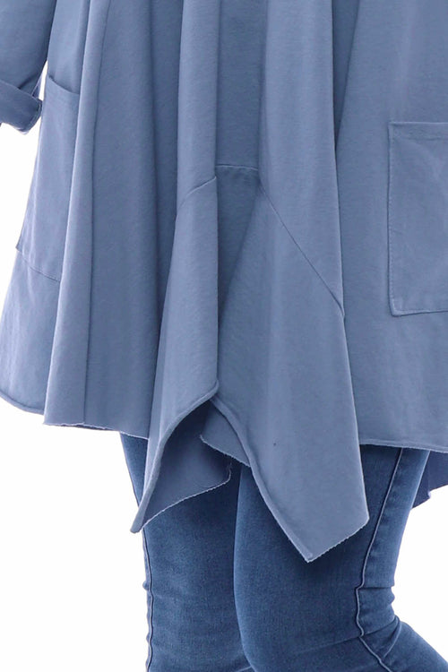 Pauletta Pocket Cotton Tunic Blue - Image 3