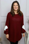 Magdalena Heart Sleeve Knitted Jumper Wine