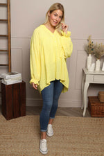 Ashlyn V-Neck Cotton Top Yellow Yellow - Ashlyn V-Neck Cotton Top Yellow