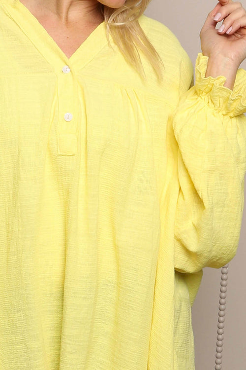 Ashlyn V-Neck Cotton Top Yellow - Image 3