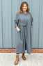 Sienna Button Linen Dress Charcoal