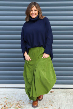 Orla Needlecord Parachute Skirt Olive